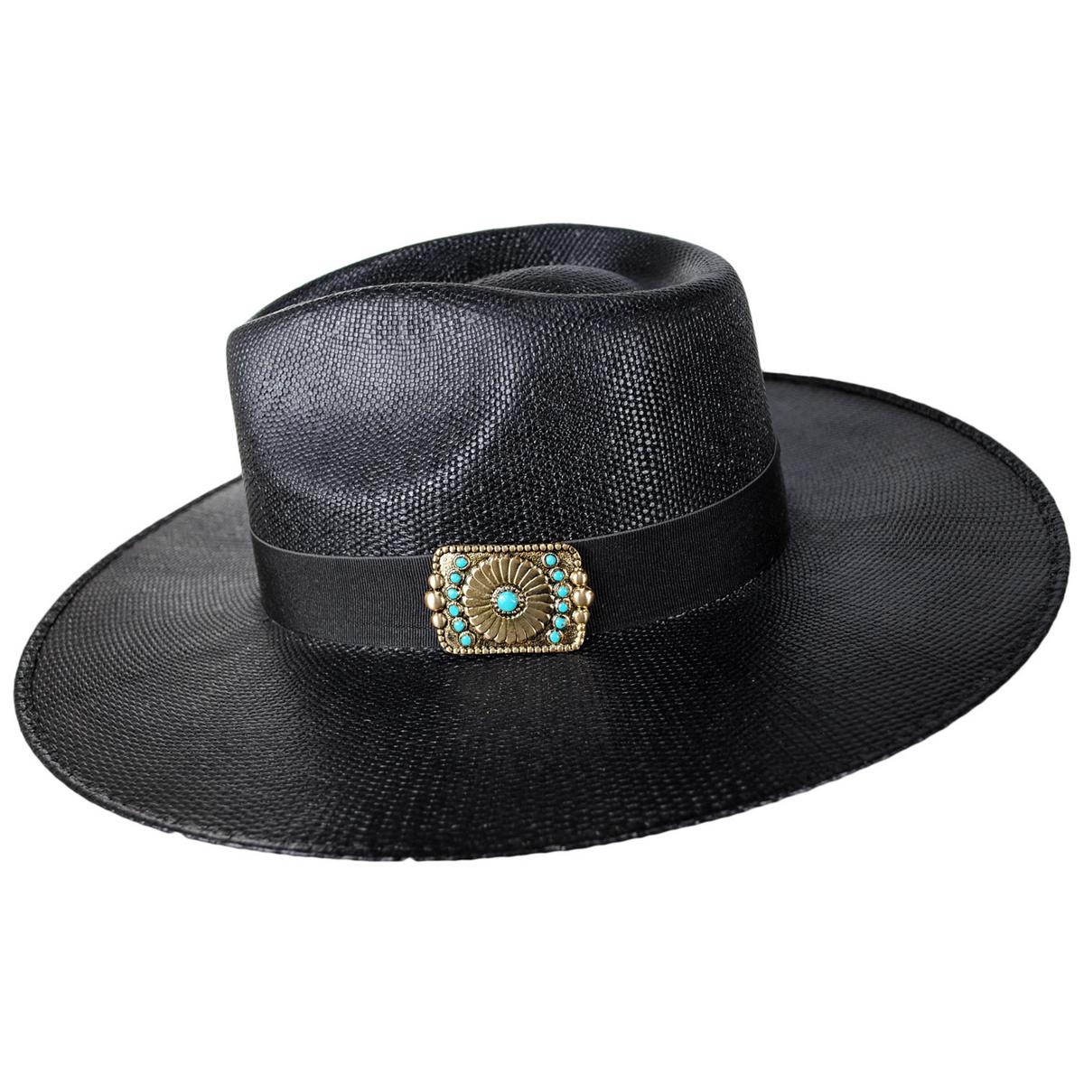 Charlie 1 Horse | Black Opal Bangora Straw Rancher Fedora Hat | 101677 | profile | BLACK