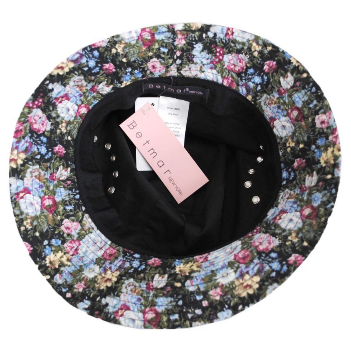 Betmar | Knotted Cotton Cloche Hat | 106043 | under | NAVY FLORAL