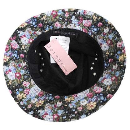 Betmar | Knotted Cotton Cloche Hat | 106043 | under | NAVY FLORAL