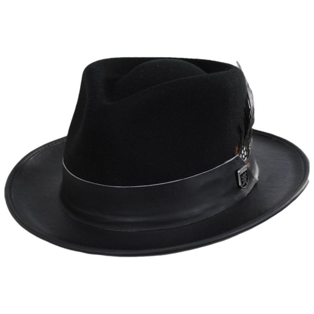 Stacy Adams | Provo Wool Felt Fedora Hat | 130551 | lead | BLACK