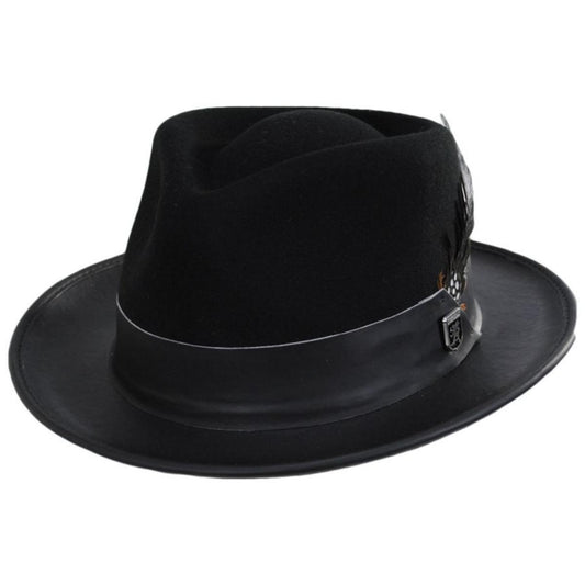 Stacy Adams | Provo Wool Felt Fedora Hat | 130551 | lead | BLACK