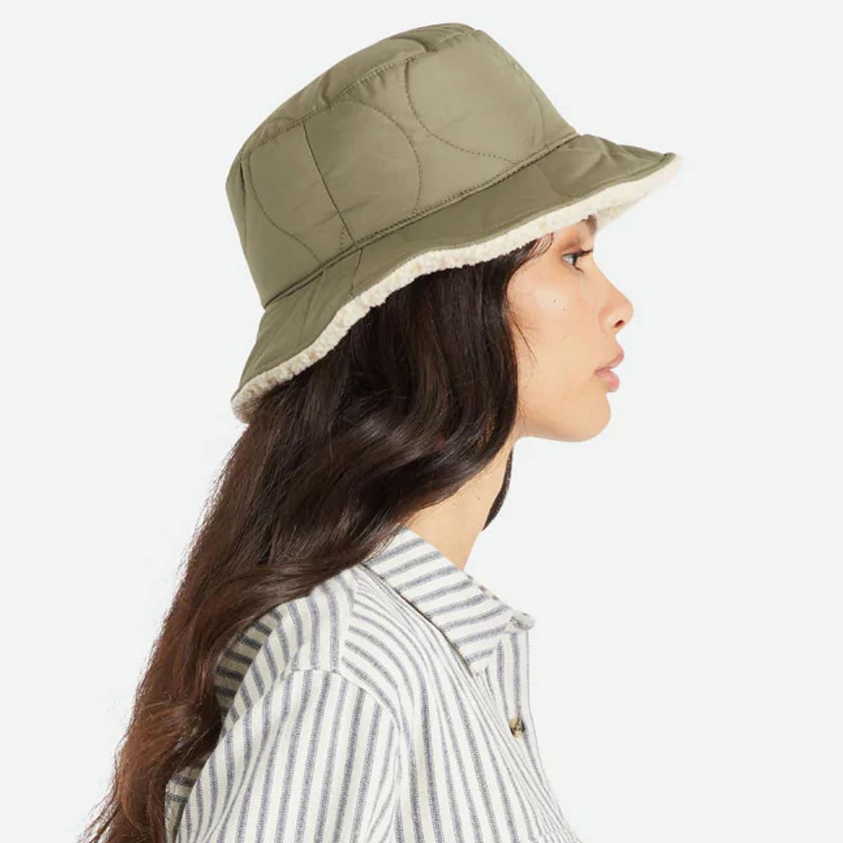 BRIXTON HATS | Petra Sherpa Reversible Bucket Hat | 185539 | lsftwo | MILITARY OLIVE/DOVE