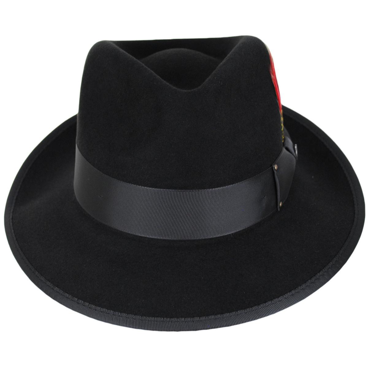 Jaxon Hats | Wholesale Scottie Fur Felt Fedora Hat B2B Pre-Pack | B2B132072 | front | BLACK