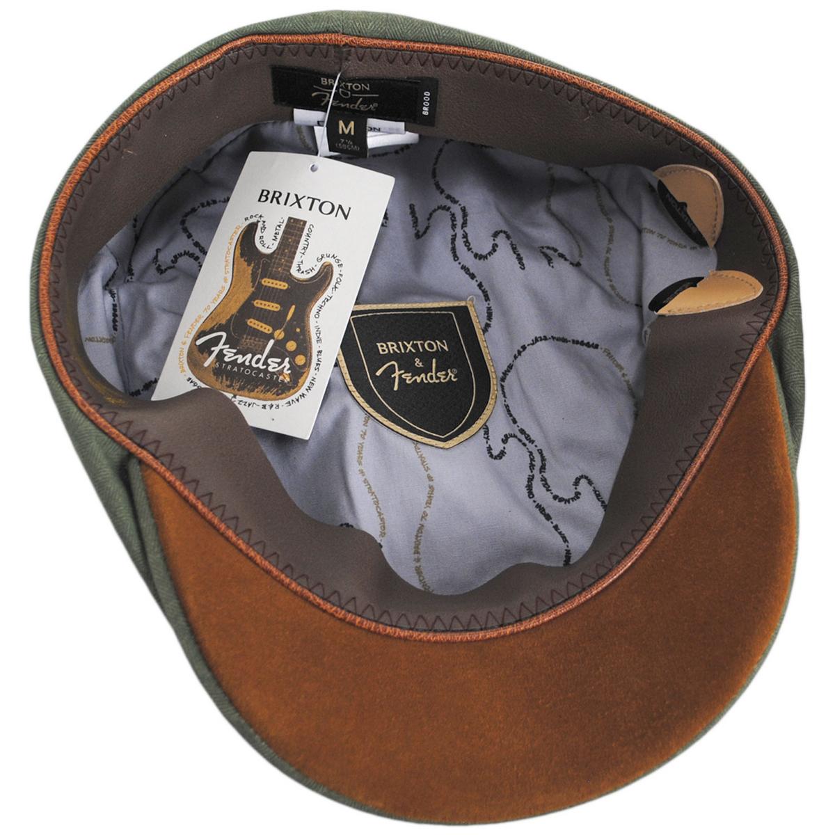 BRIXTON HATS | Fender Factory Cotton Herringbone Brood Newsboy Cap | 161573 | under | OLIVE SURPLUS