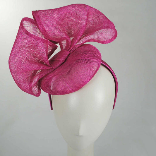 Kathy Jeanne | Souris Sinamay Straw Fascinator Hat | 122435 | front | FUCHSIA