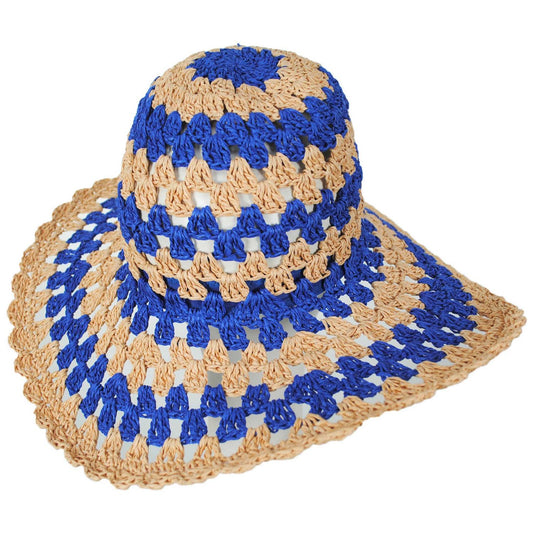 San Diego Hat Company | Julep Toyo Straw Sun Hat | 103598 | front | BLUE STRIPE