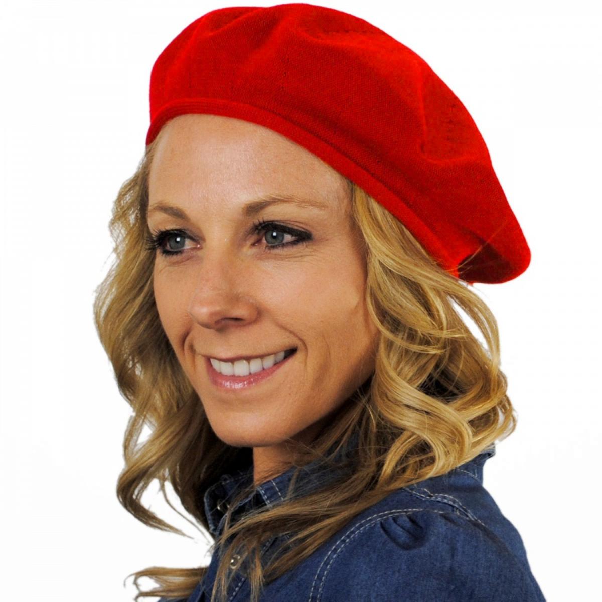 sur la tete | Cotton Beret - 11.5 inch Diameter | 151101 | profile | RED