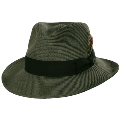 Jaxon Hats | Summer C-Crown Toyo Straw Fedora Hat | 129010 | lead | OLIVE GREEN