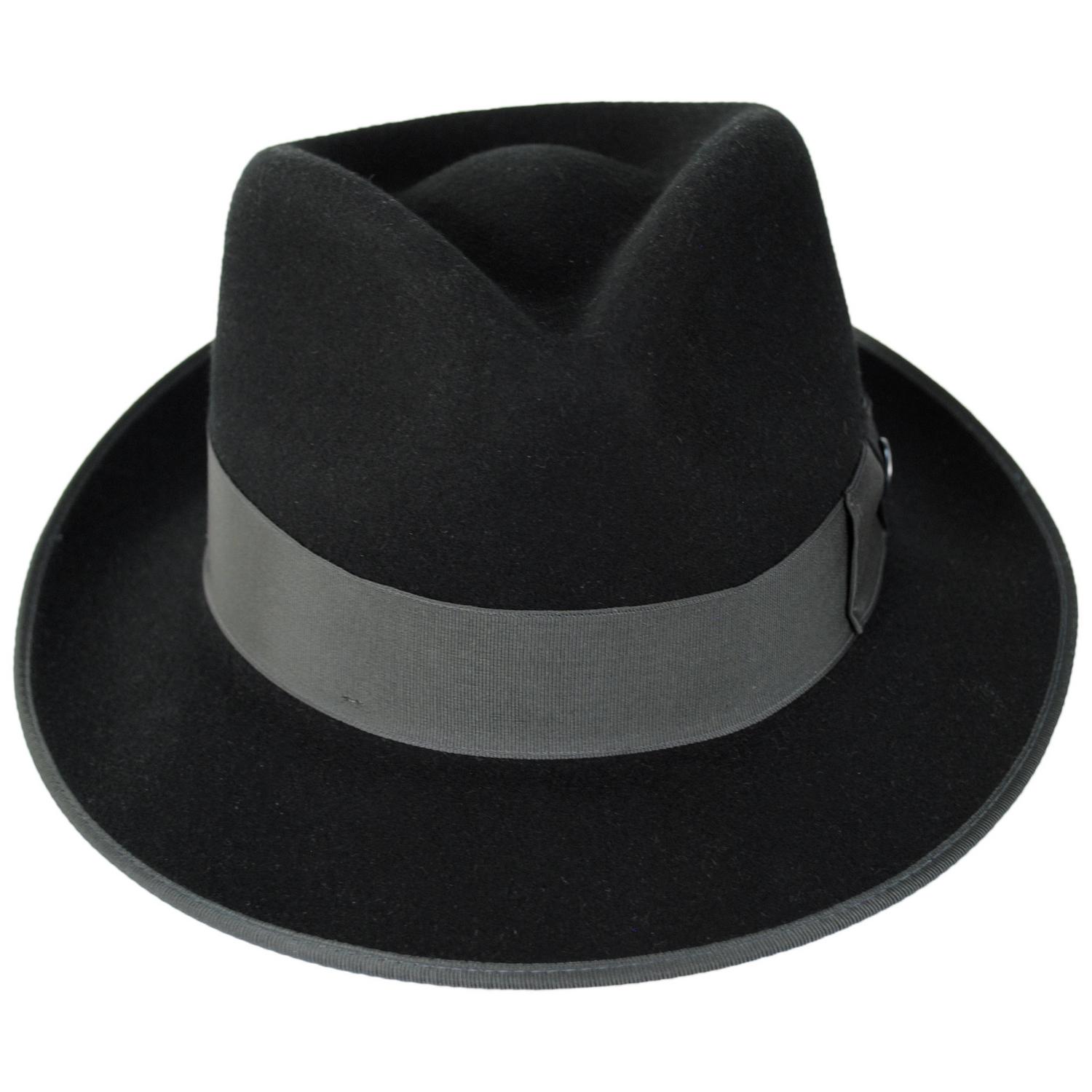 Stetson | Hashtag Wool Felt Fedora Hat | 130771 | front | BLACK