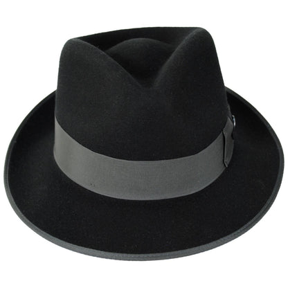 Stetson | Hashtag Wool Felt Fedora Hat | 130771 | front | BLACK