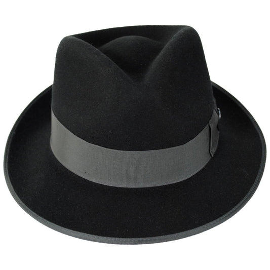 Stetson | Hashtag Wool Felt Fedora Hat | 130771 | front | BLACK