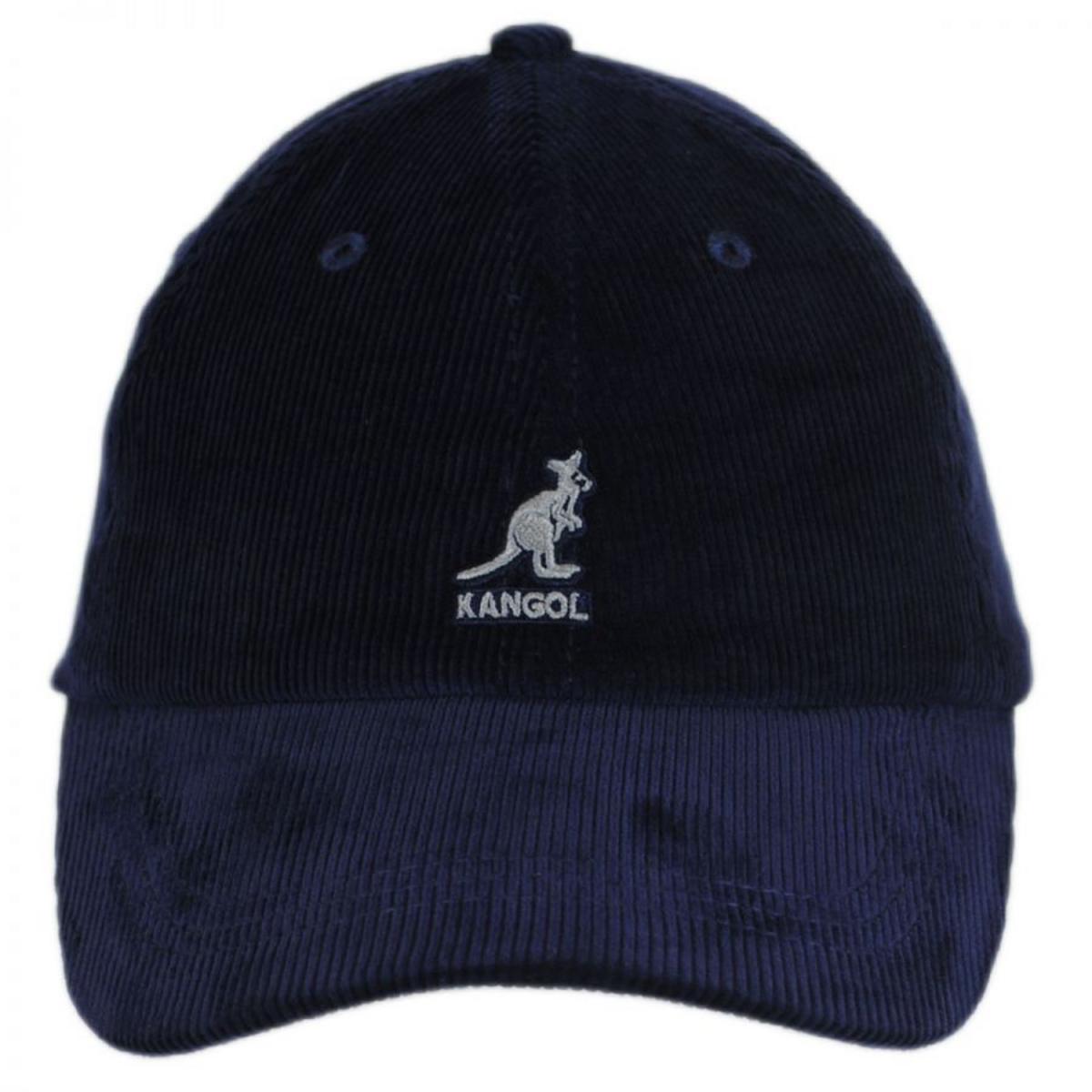Kangol | Logo Corduroy Strapback Baseball Cap Dad Hat | 201182 | front | NAVY