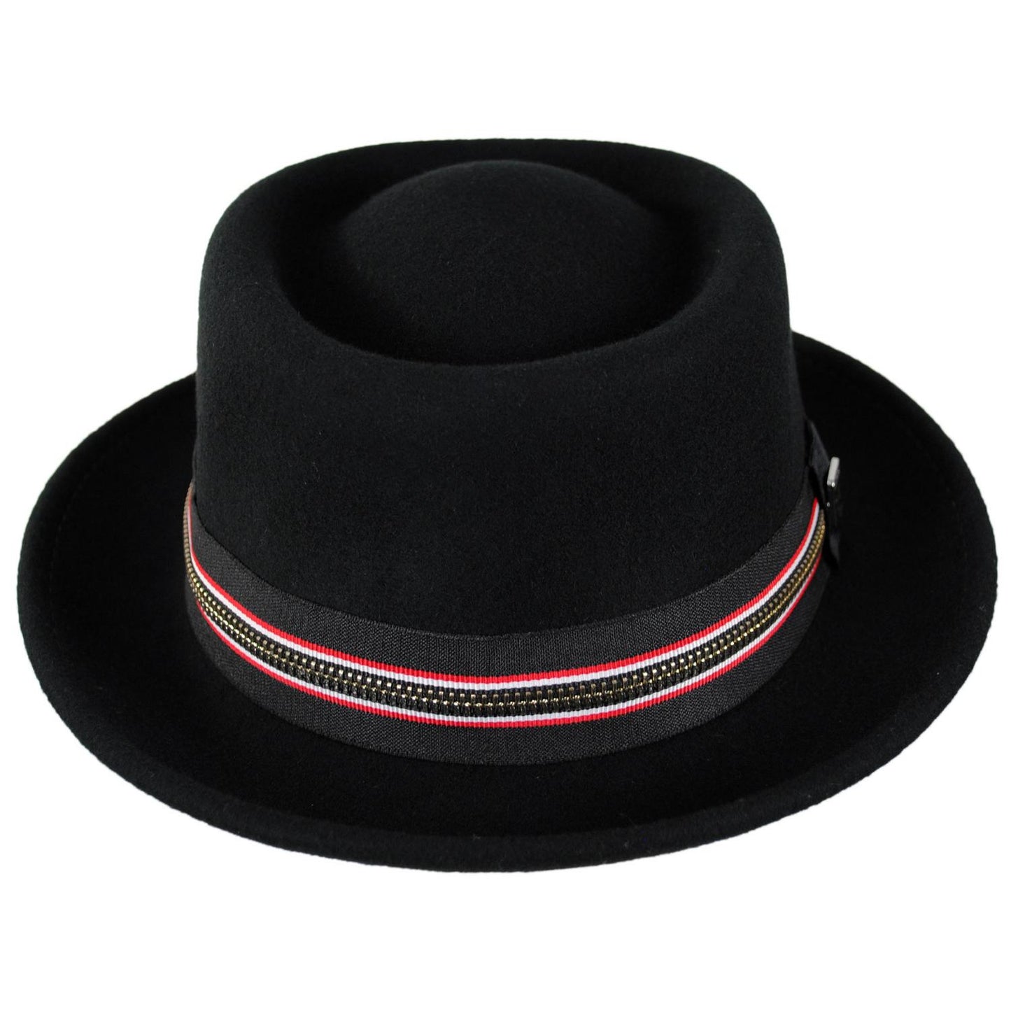 Stacy Adams | Porkie Wool Felt Pork Pie Hat | 130422 | front | BLACK/RED
