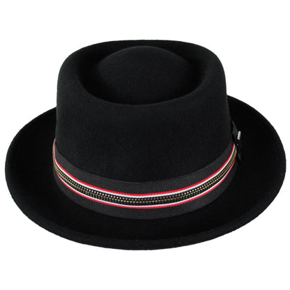 Stacy Adams | Porkie Wool Felt Pork Pie Hat | 130422 | front | BLACK/RED