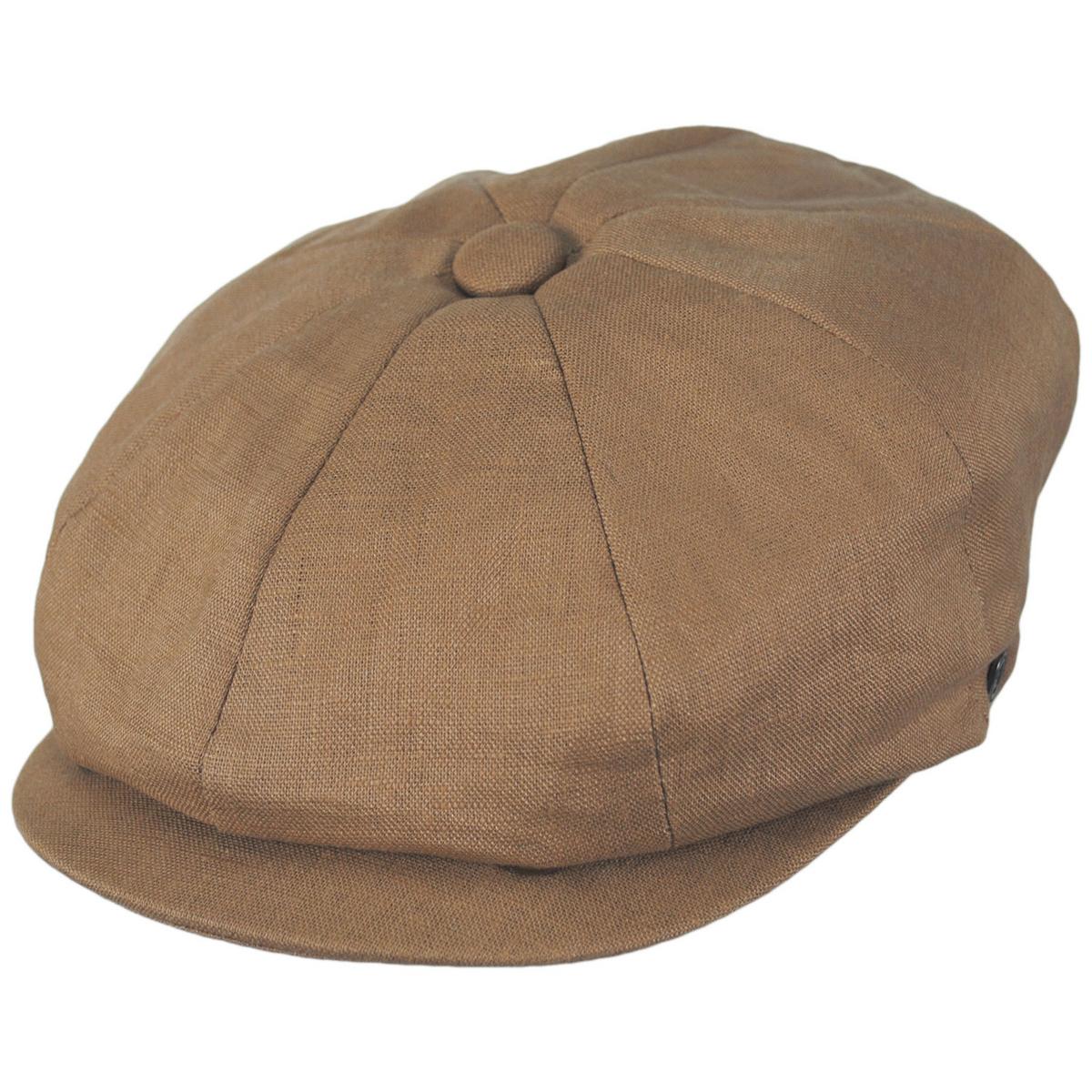 Jaxon Hats | Linen and Cotton Newsboy Cap | 167774 | lead | CAMEL
