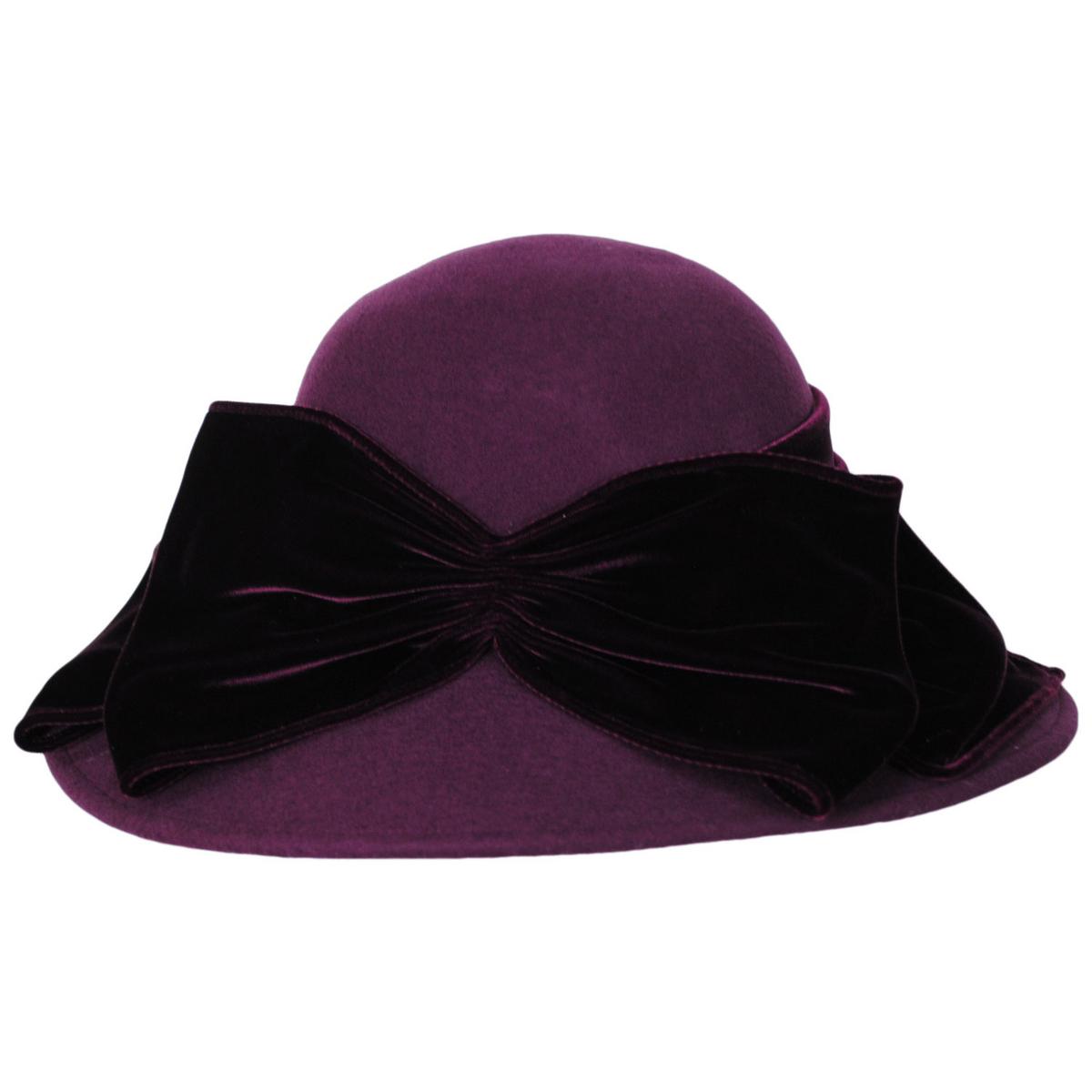 Toucan Collection | Velvet Waterfall Wool Felt Lampshade Dress Hat - Made to Order | 125844 | profile | PLUM