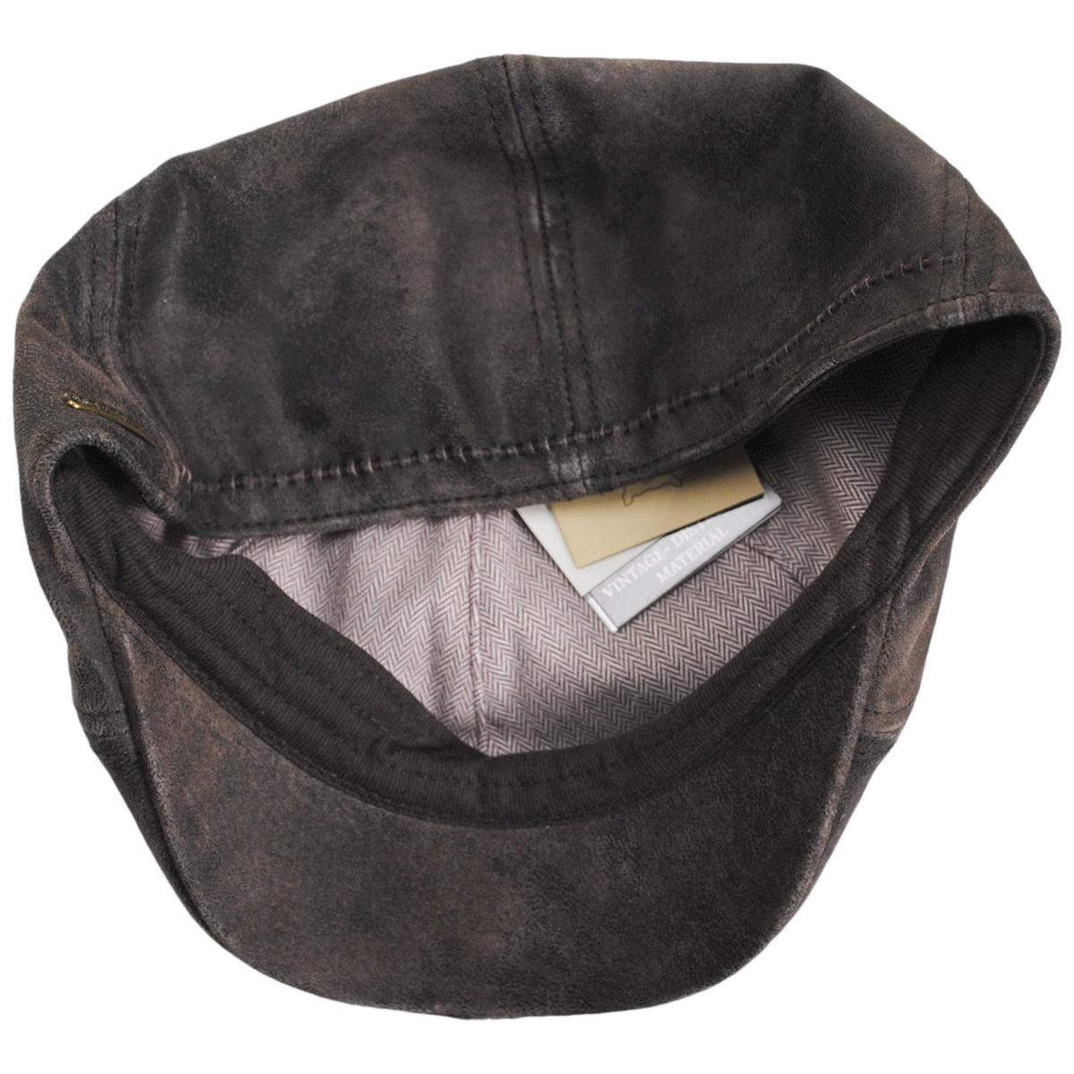 Stetson | Distressed Pigskin Leather Pub Ivy Cap | 160196 | under | BROWN