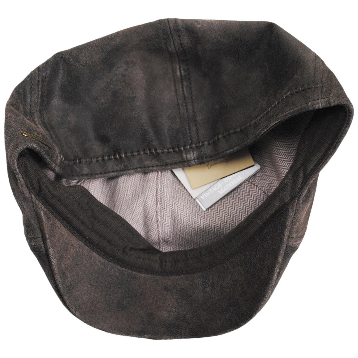 Stetson | Distressed Pigskin Leather Pub Ivy Cap | 160196 | under | BROWN