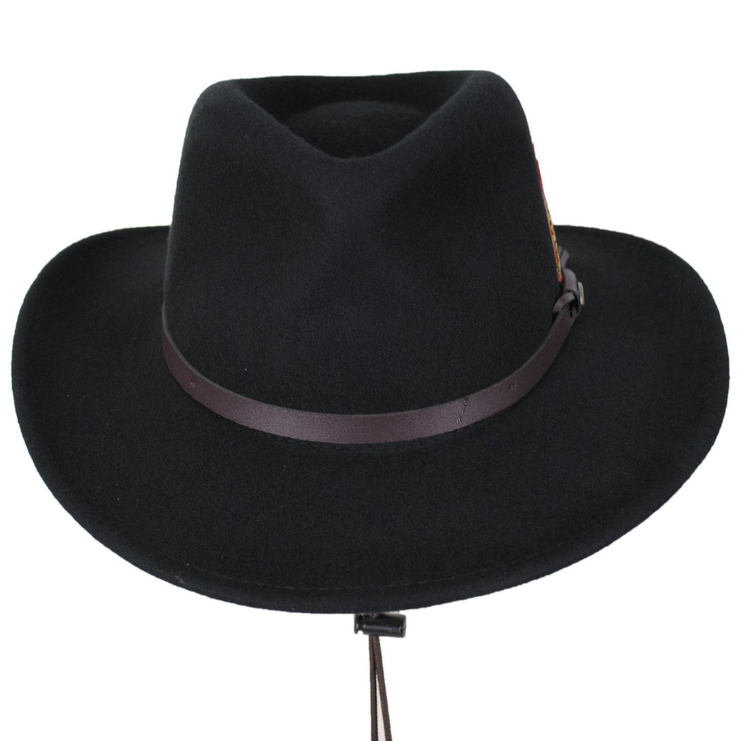 Scala | Stampede Wool Crushable Outback Hat | 130478 | front | BLACK