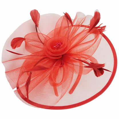 Sophia | Floral Mesh and Ribbon Fascinator Hat | 122905 | lead | RED