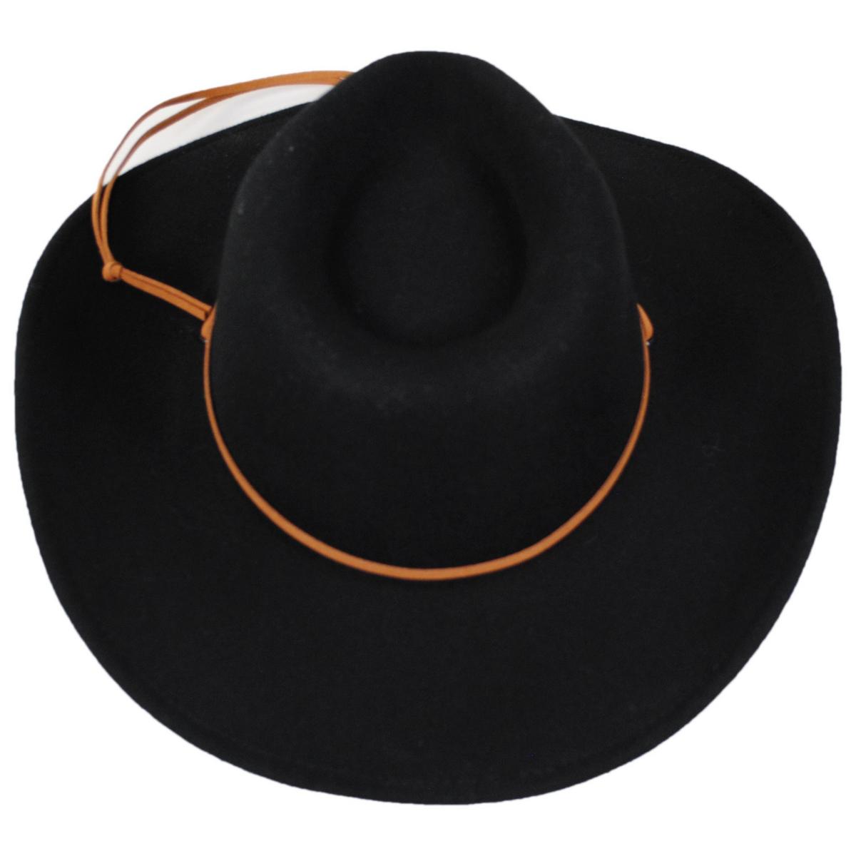 Jaxon Hats | Crushable Wool Felt Chincord Outback Hat | 132002 | top | BLACK