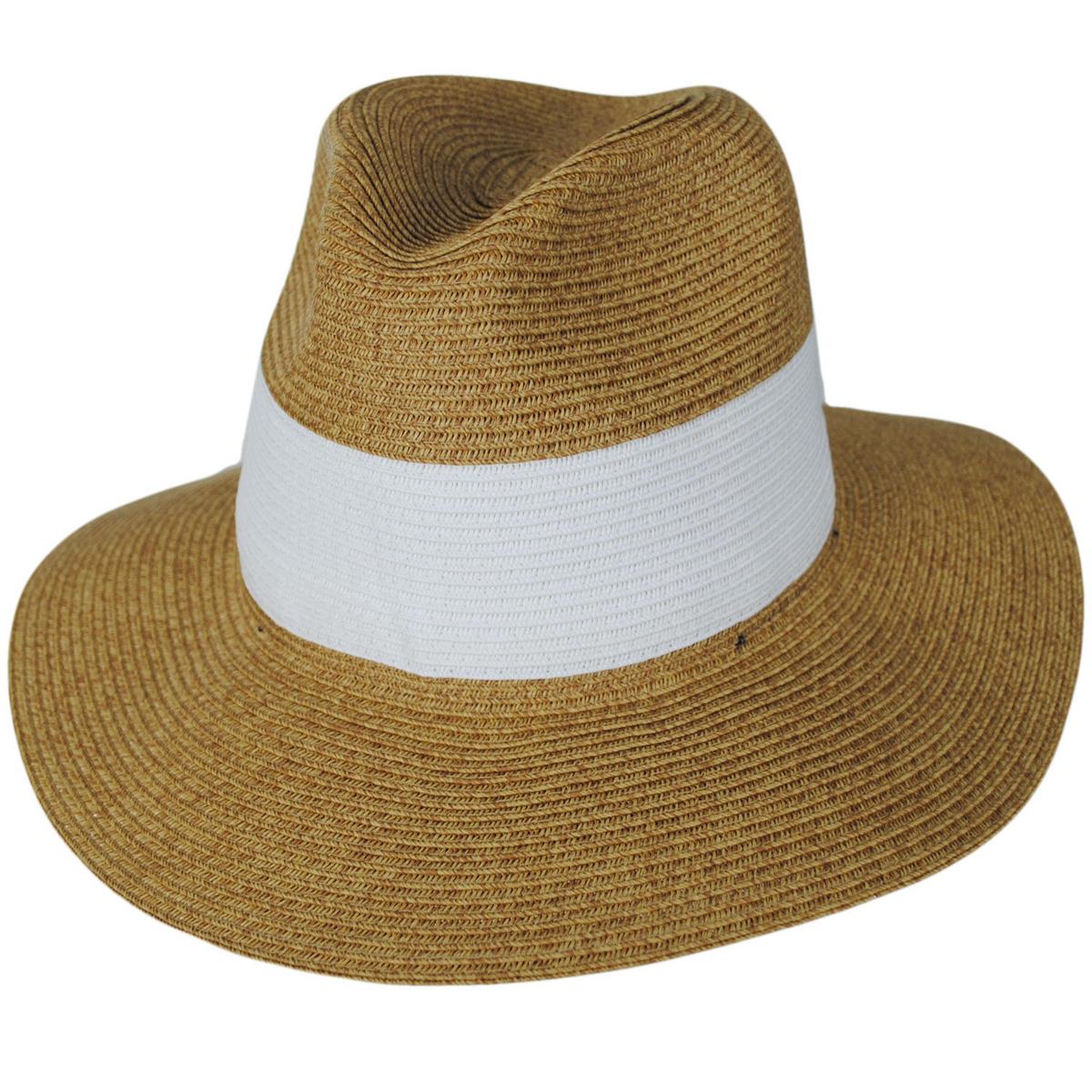 Jeanne Simmons | Inline Toyo Straw Fedora Hat | 101809 | lead | TAN TWEED