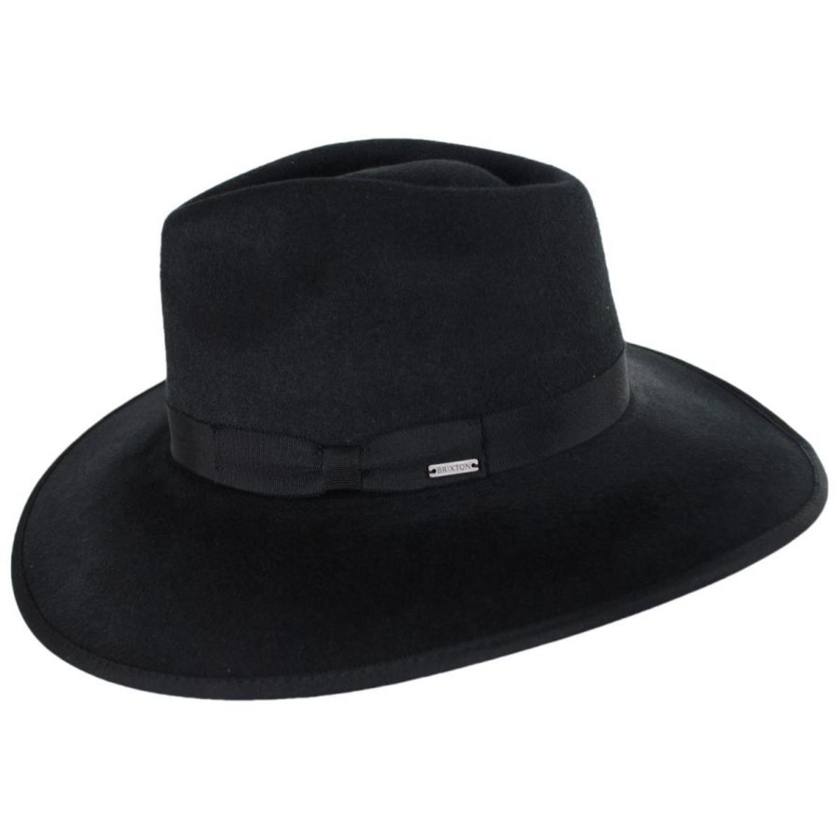 BRIXTON HATS | Jo Wool Felt Rancher Fedora Hat | 123929 | profile | BLACK