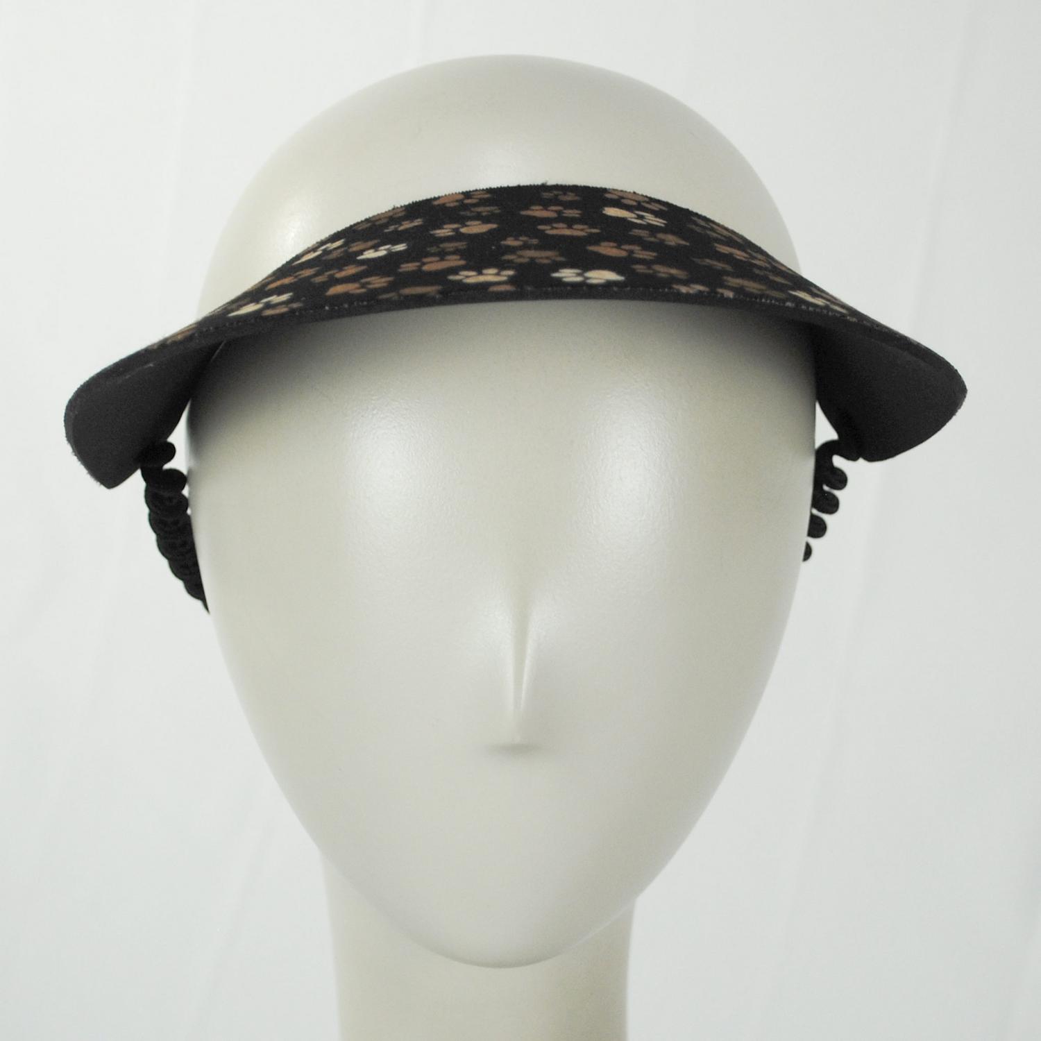 The Incredible Sunvisor | Springlace Paw Prints Sunvisor | 196375 | front | BLACK/TAN