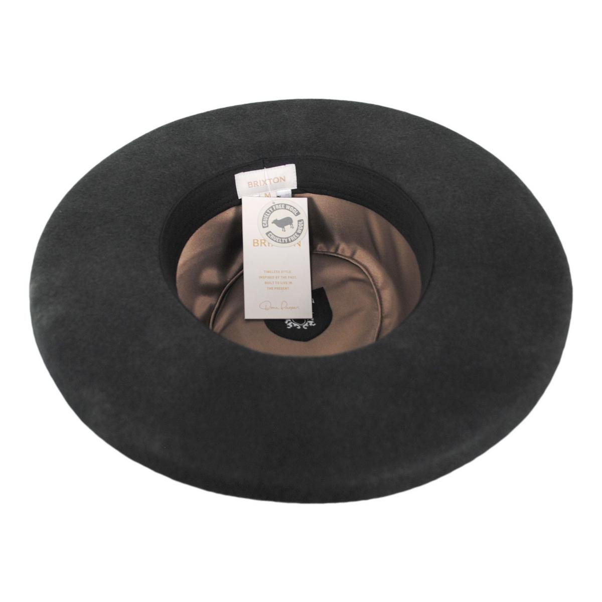 BRIXTON HATS | Victoria Felt Pencil Curl Fedora Hat | 135661 | under | BLACK/BLACK SATIN