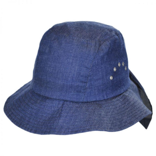 Betmar | Knotted Cotton Cloche Hat - FINAL SALE | 106043 | lead | DENIM