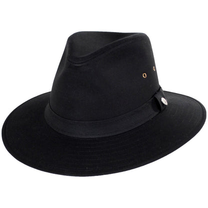 Jaxon Hats | Cotton Oilcloth Safari Fedora Hat | 147252 | lead | BLACK