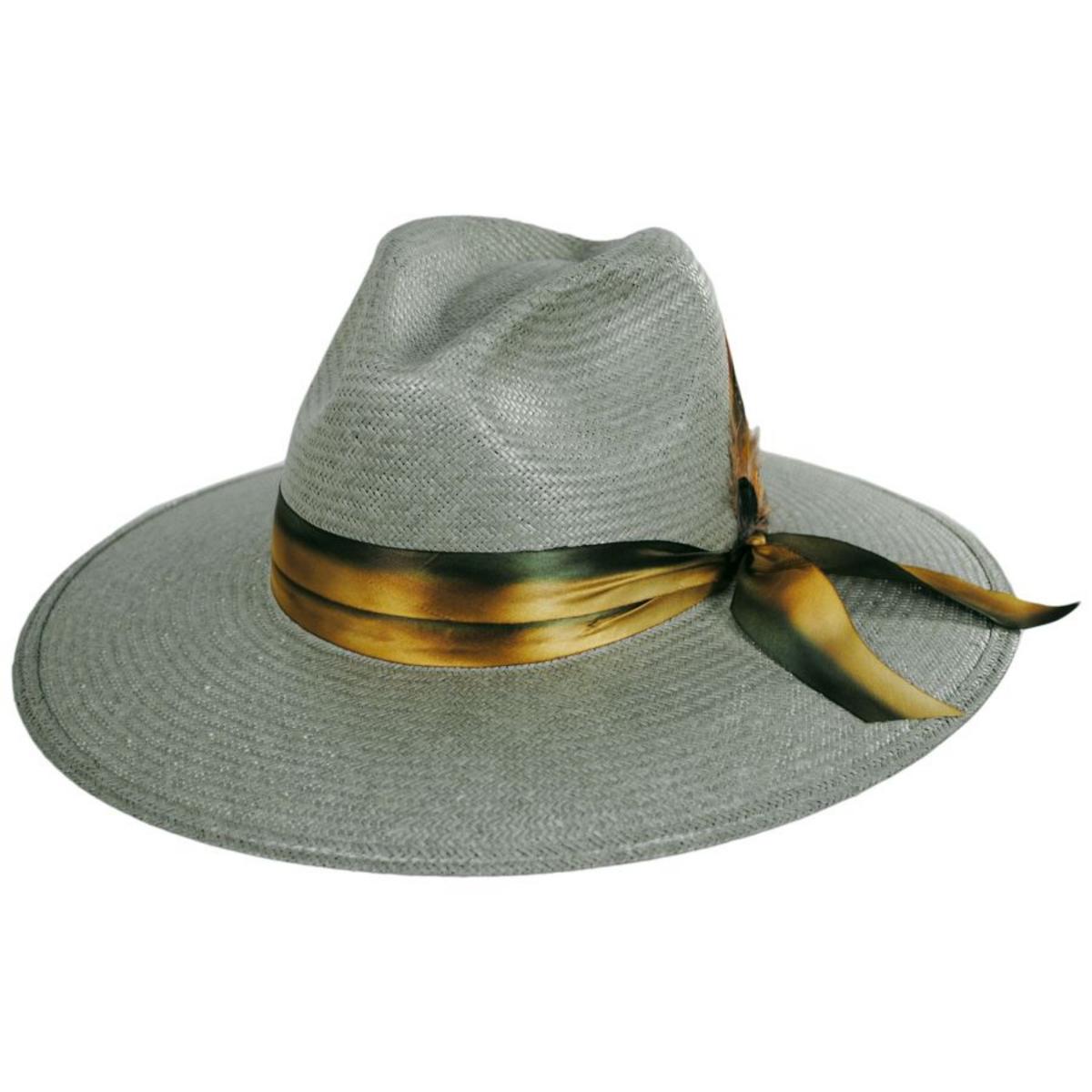 Stetson | Caelus Shantung Straw Wide Brim Fedora Hat | 127040 | lead | SEAFOAM