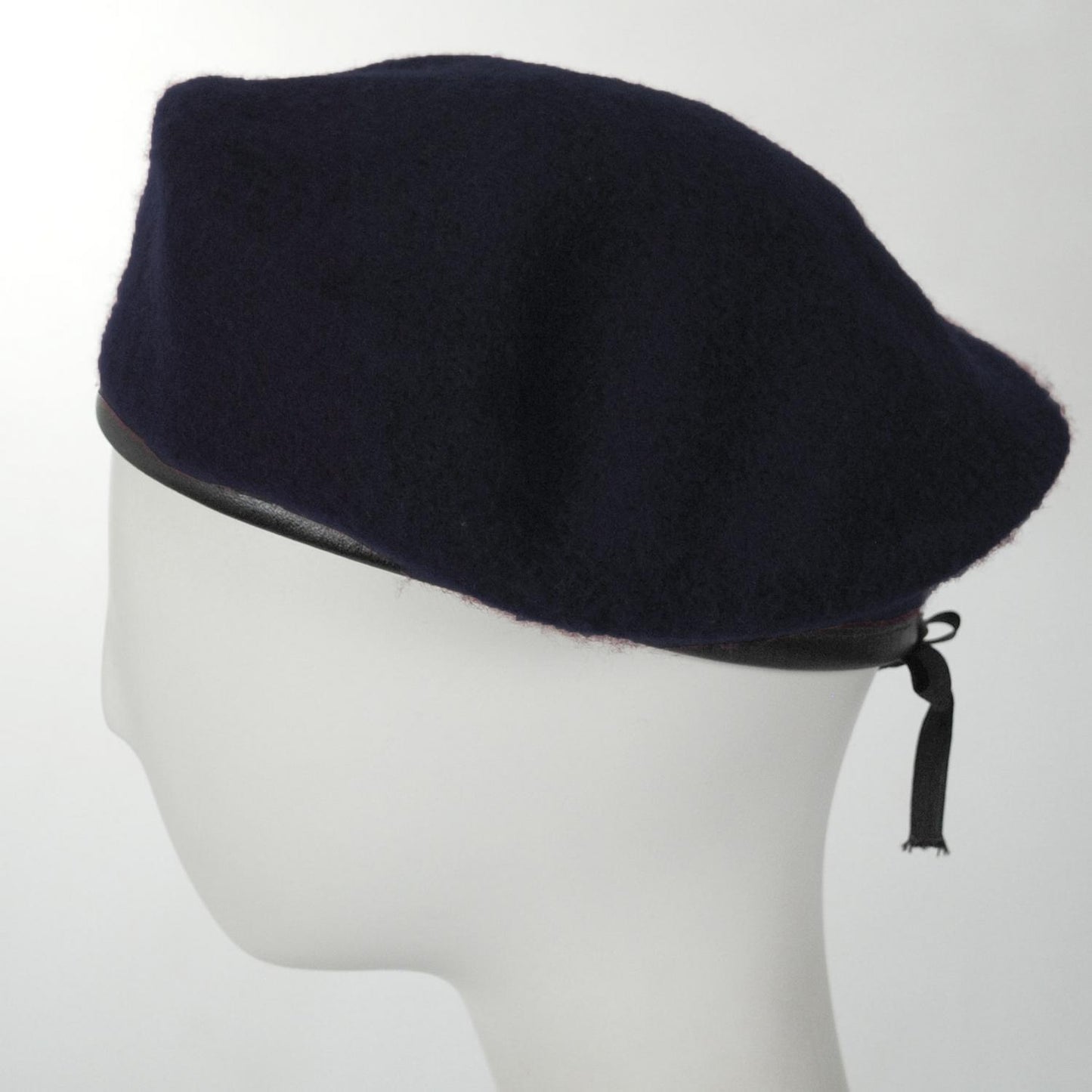 Village Hat Shop | Wool Military Beret with Lambskin Band | 151106 | profile | NAVY
