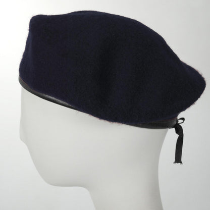 Village Hat Shop | Wool Military Beret with Lambskin Band | 151106 | profile | NAVY
