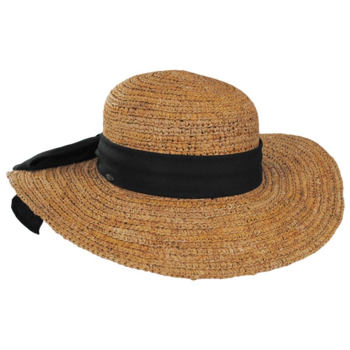Scala | Linen Band Raffia Straw Swinger Hat | 101403 | lead | TEA