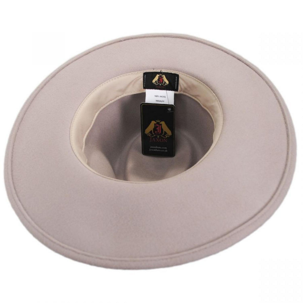 Jaxon Hats | Colorado Ultra Wide Brim Wool Felt Fedora Hat - Stone & Pecan | 135200SP | under | STONE