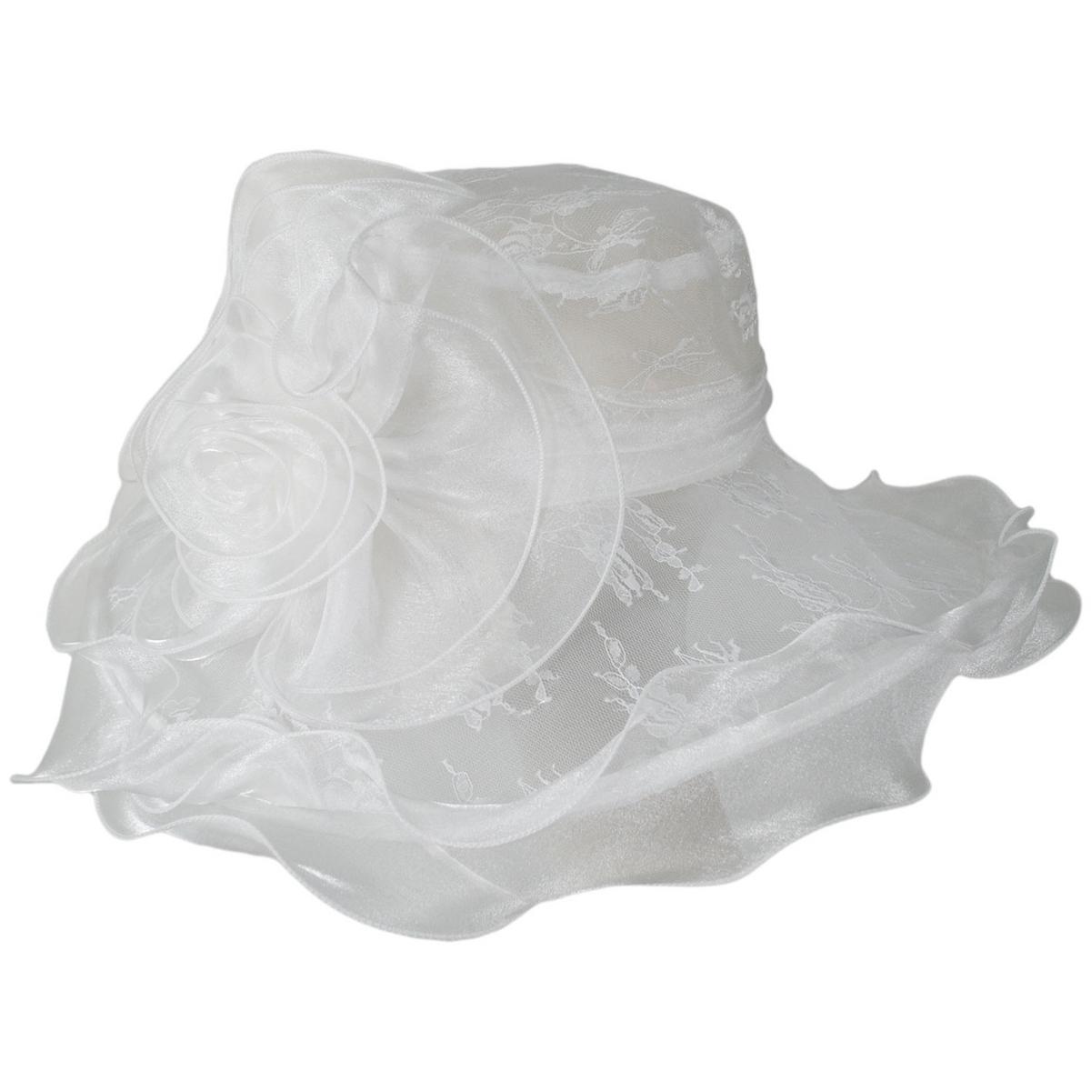 San Diego Hat Company | Organza Lace Boater Dress Hat | 121051 | profile | WHITE