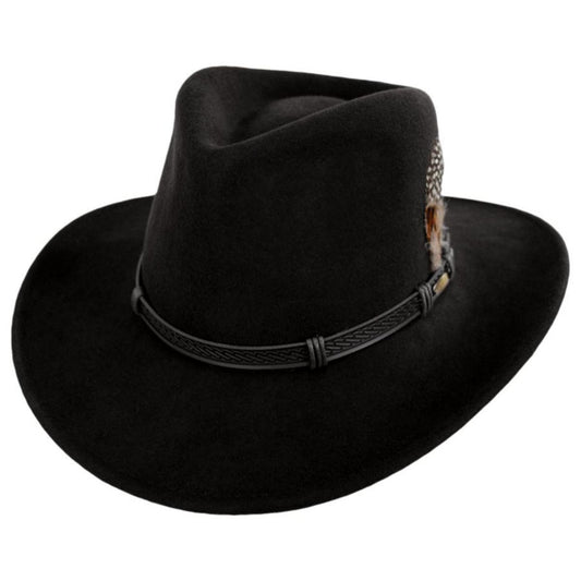 Scala | Falkirk Wool Felt Outback Hat | 130407 | lead | BLACK