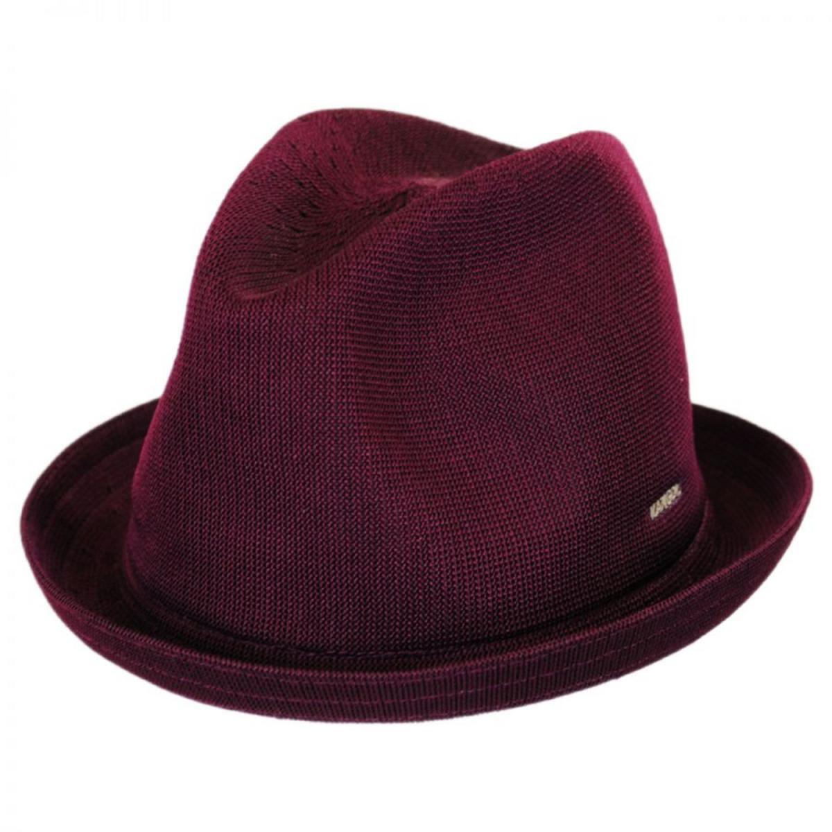Kangol | Tropic Playa Stingy Brim Fedora Hat | 140518 | lead | BURGUNDY