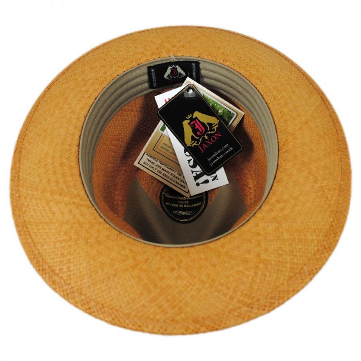 Jaxon Hats | Stain Repellent Panama Straw C-Crown Fedora Hat | 126415 | under | PUTTY