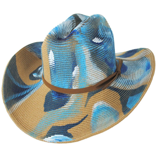San Diego Hat Company | Drift Hand Painted Toyo Straw Western Hat | 103595 | lead | MULTI BLUE