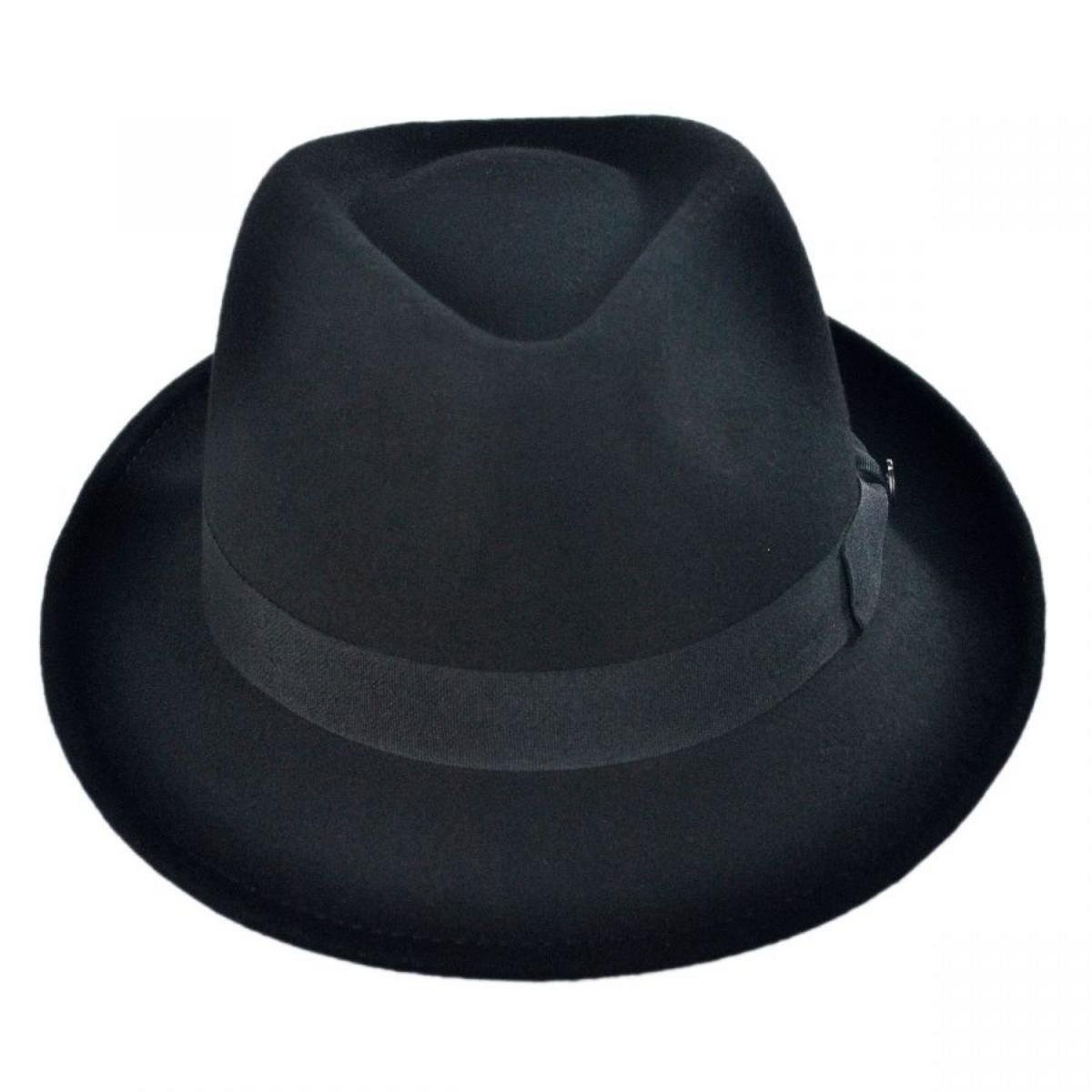 Jaxon Hats | Detroit Wool Felt Trilby Fedora Hat | 132015 | front | BLACK