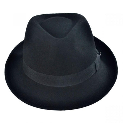 Jaxon Hats | Detroit Wool Felt Trilby Fedora Hat | 132015 | front | BLACK