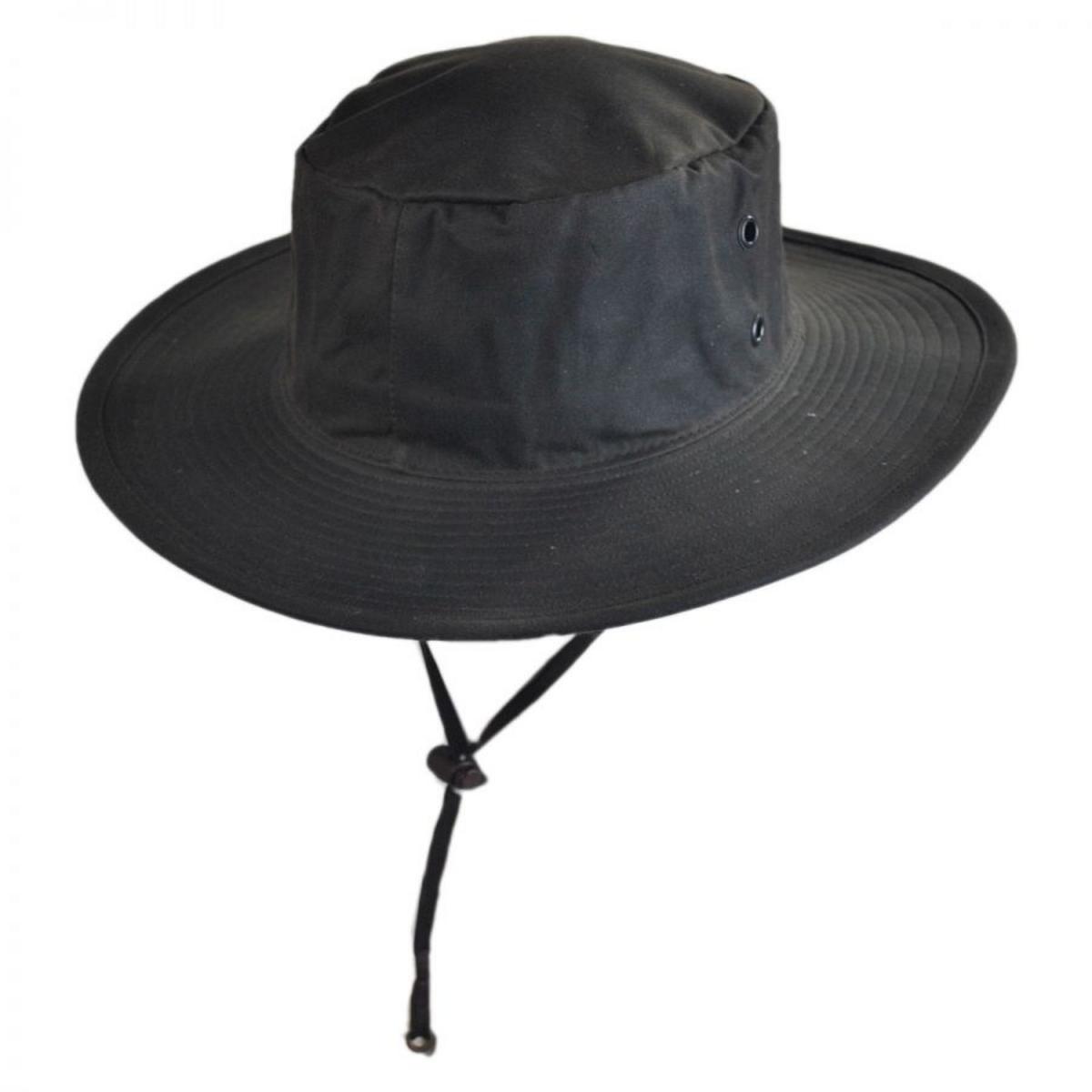 Hills Hats of New Zealand | The Squatter Waxed Cotton Booney Hat | 401702 | under | BROWN