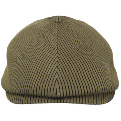 BRIXTON HATS | Brood Cotton Stripe Newsboy Cap | 161515 | front | DARK TAN/BLACK HICKORY STRIPE