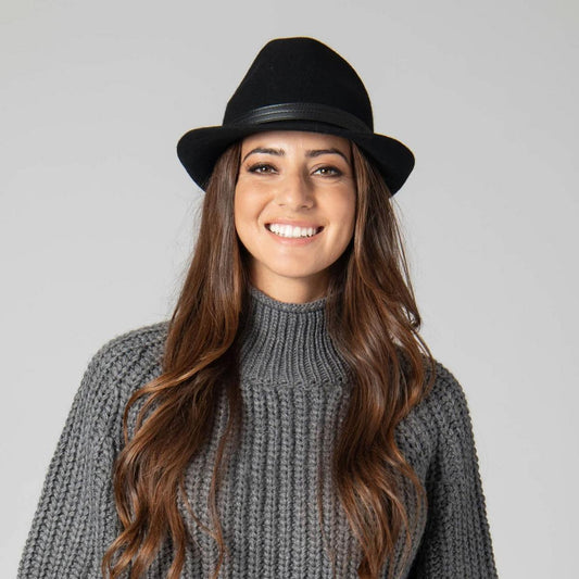 San Diego Hat Company | Indie Wool Felt Fedora Hat | 108942 | lsfone | BLACK