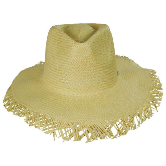 BRIXTON HATS | Jo Straw Frayed Fedora Hat | 128336 | front | HONEY