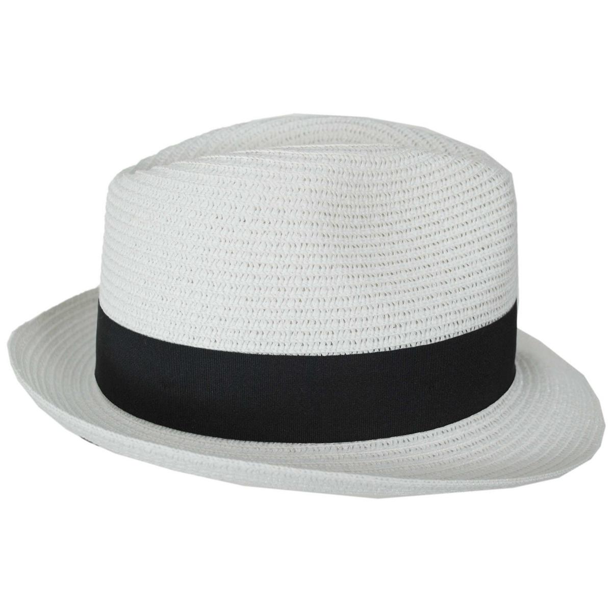 Jaxon Hats | Toyo Straw Braid Trilby Fedora Hat | 128500 | profiletwo | WHITE