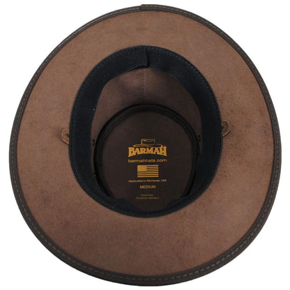 Barmah | Bronco Cattle Leather Foldaway Drover Hat | 400905 | under | BROWN