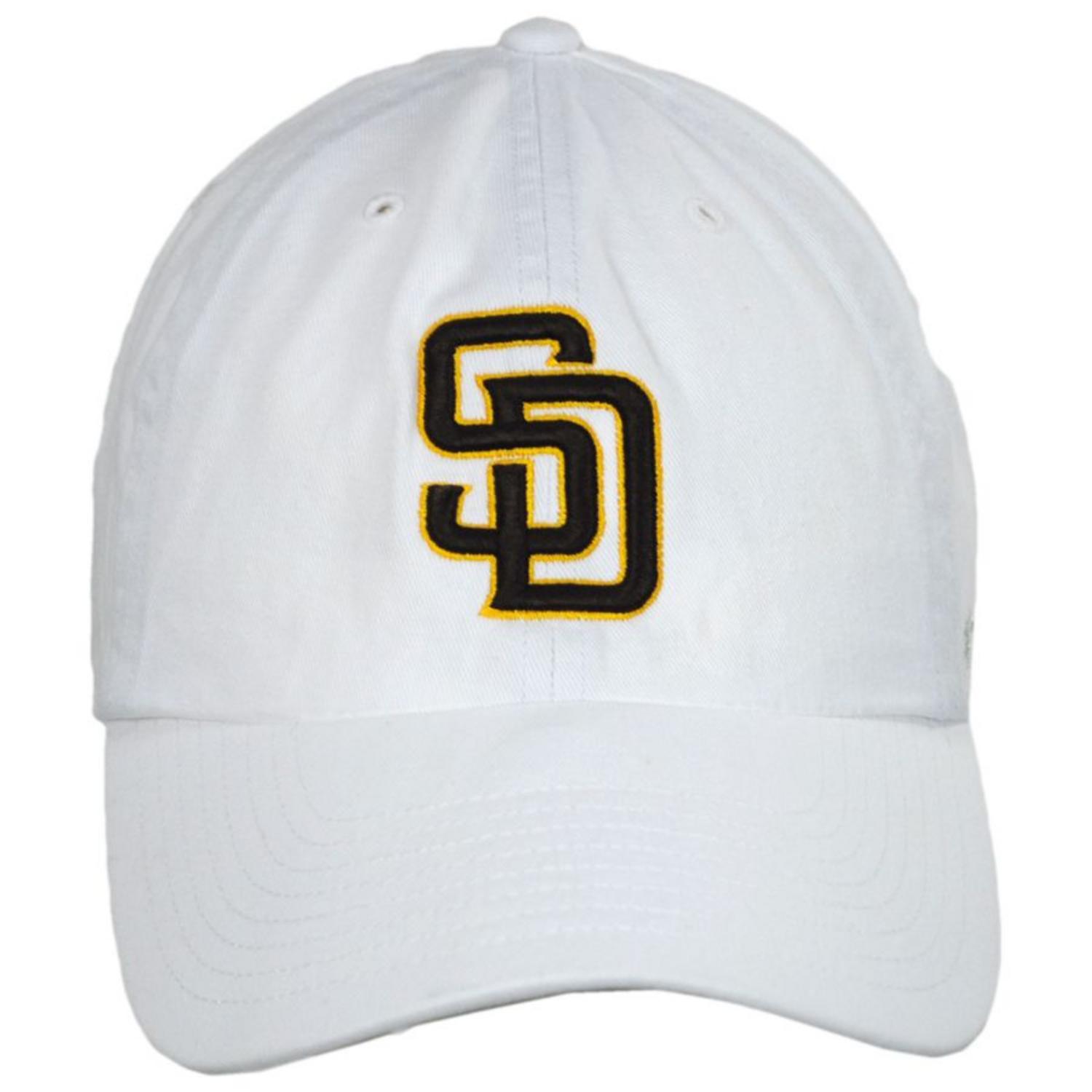 47 Brand | San Diego Padres MLB Clean Up Strapback Baseball Cap Dad Hat | 203003 | front | WHITE